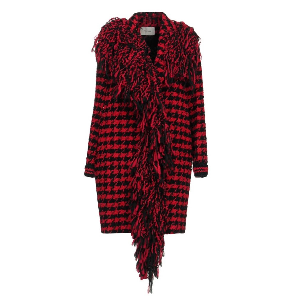 Fringe Houndstooth Coat